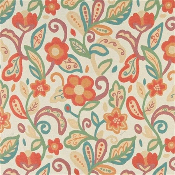 Designer Fabrics Designer Fabrics K0023A 54 in. Wide Teal; Green; Orange And Beige; Floral Contemporary Upholstery Fabric K0023A